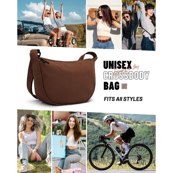 Women Dark Brown Imported Polyester Crossbody Lightweight Crescent Sling Bag - Picture 6 of 6